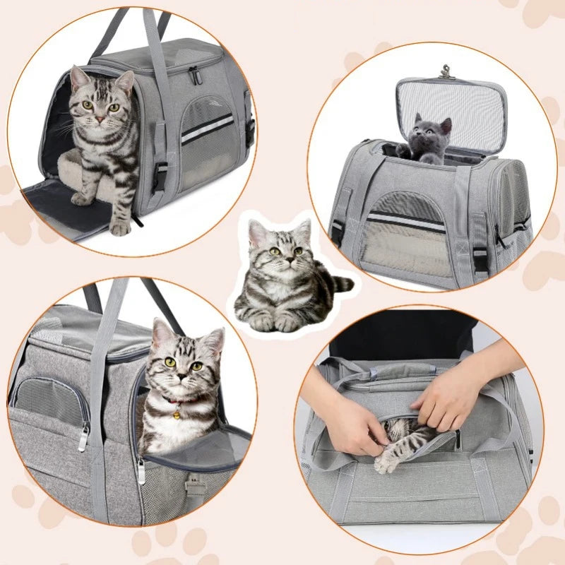 Cat Bags Soft-Sided Portable Dog Carrier Mesh Breathable Carrier Bags Foldable Cats Handbag Travel Pet Bag Transport Bag