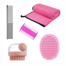 5-Piece dog bath brush drying towel long and short hair dog bath brush with shampoo massage brush