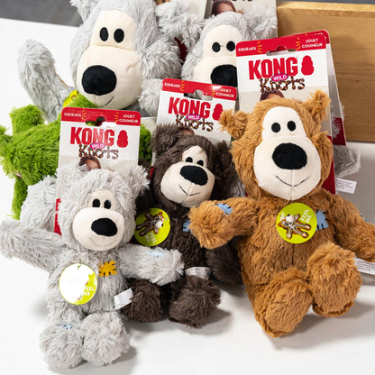 Kong Patch Bear Chew Resistant Plush Toy Sound Making Stress Relief Tug of War for Puppies And Adult Dogs Pet Toys Short Plush