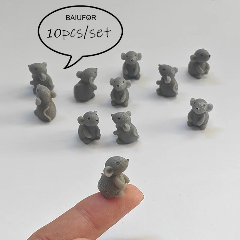 10PCS Dog Squirrel Fox Rabbit Sheep Duck Pig Cat Horse Frog Turtle Snake Koala Figurine Miniature Fairy Garden Decor Accessories