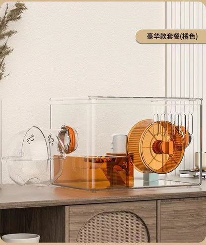 Hamster cage Luxury Grand Villa Transparent acrylic Gold silk Bear Dutch Pig two layer multi-layer combination hamster supplies