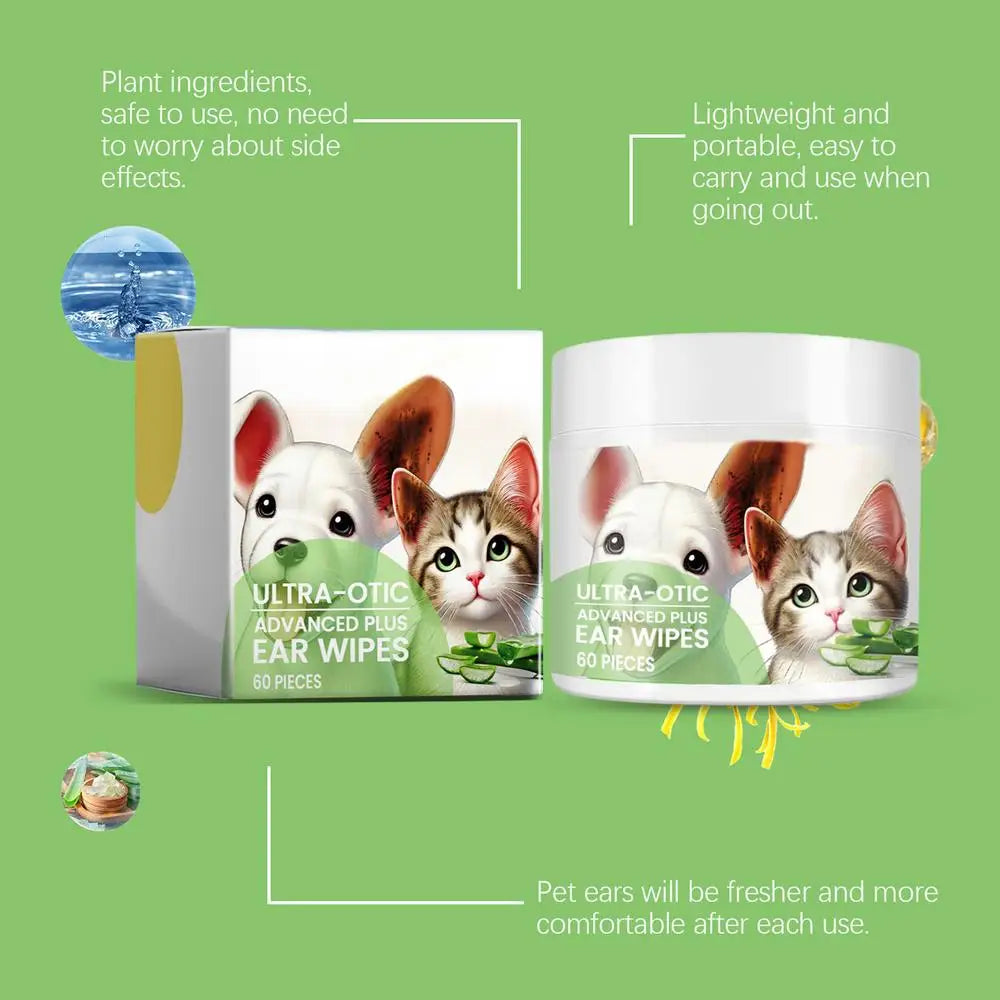 Dog Ear Cleaner Wipes Effective Cat Ear Wipes Dog Ear Cleaning Pads Soothing Dog Ear Cleaner Cat Ear Cleaner Wipes for Pet Dogs