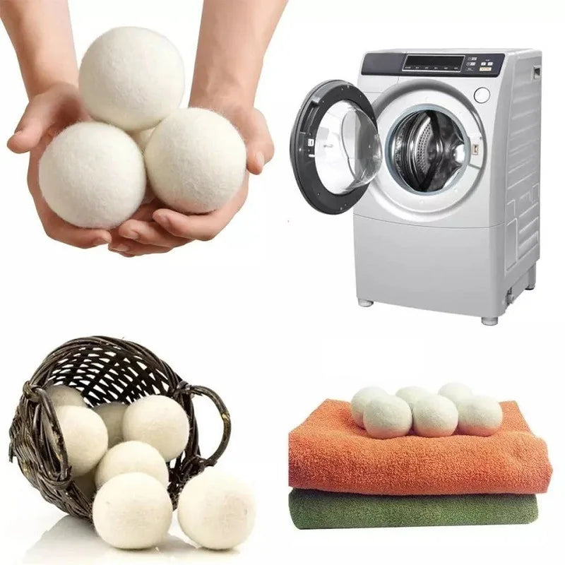 Wool Dryer Balls Reusable  Natural Fabric Softener Laundry Washing Machine Accessories Home Washing 4/5/6cm Fleece Dryer Balls