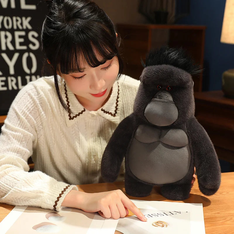 38cm  King Kong Plush Toys Black Ugly Gorilla Doll Movie Character Christmas Birthday Gift Zoo Souvenir