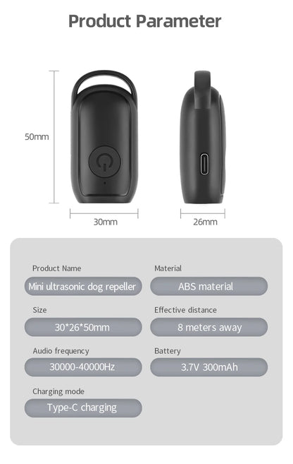 Mini Ultrasonic Dog Repeller Training Dog Stop Barking Smart Portable Outdoor Defense Dogs Anti-barking Training Device