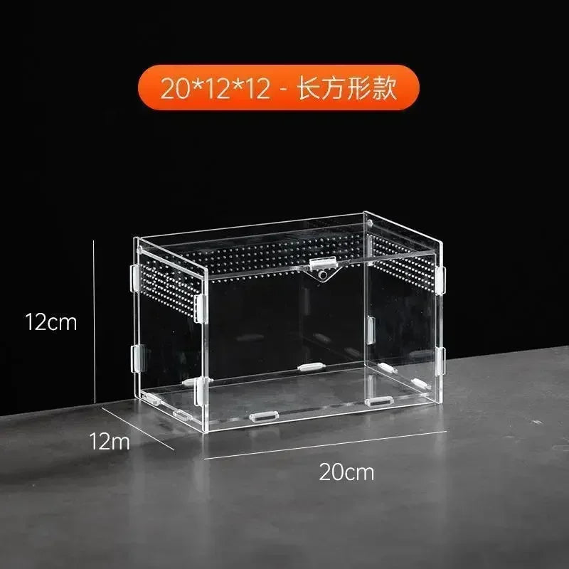 Transparent Acrylic Reptile Terrarium Habitat Box Nano Arboreal Tarantula Enclosure Spider Scorpion Bearded Dragon Habitat