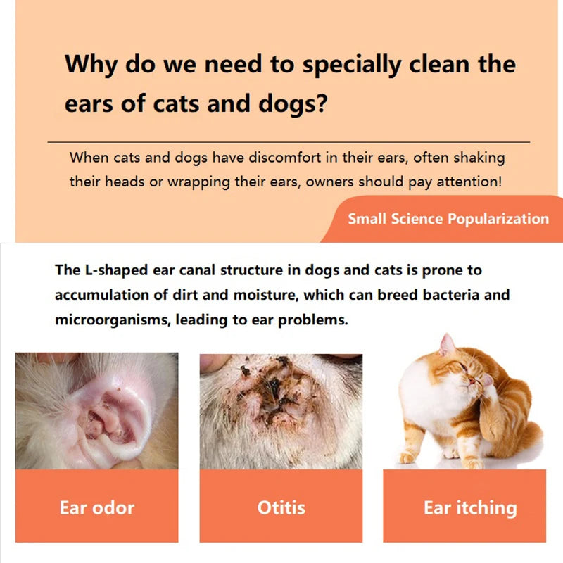 Pet Ear Drops For Cat Dog Ear Cleaner Removes Ear Mites Relieve Itching Pet Cleaning Supplies