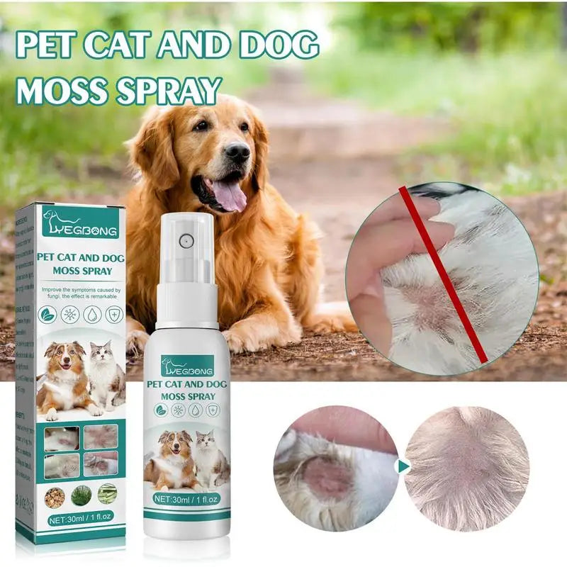 Pet Skin Care Spray 30ml Dogs and Cats Skin Problems Moss Spray Pet Cleaning Care Anti-Itch Spray Dog Cat Healthy Care Supplies