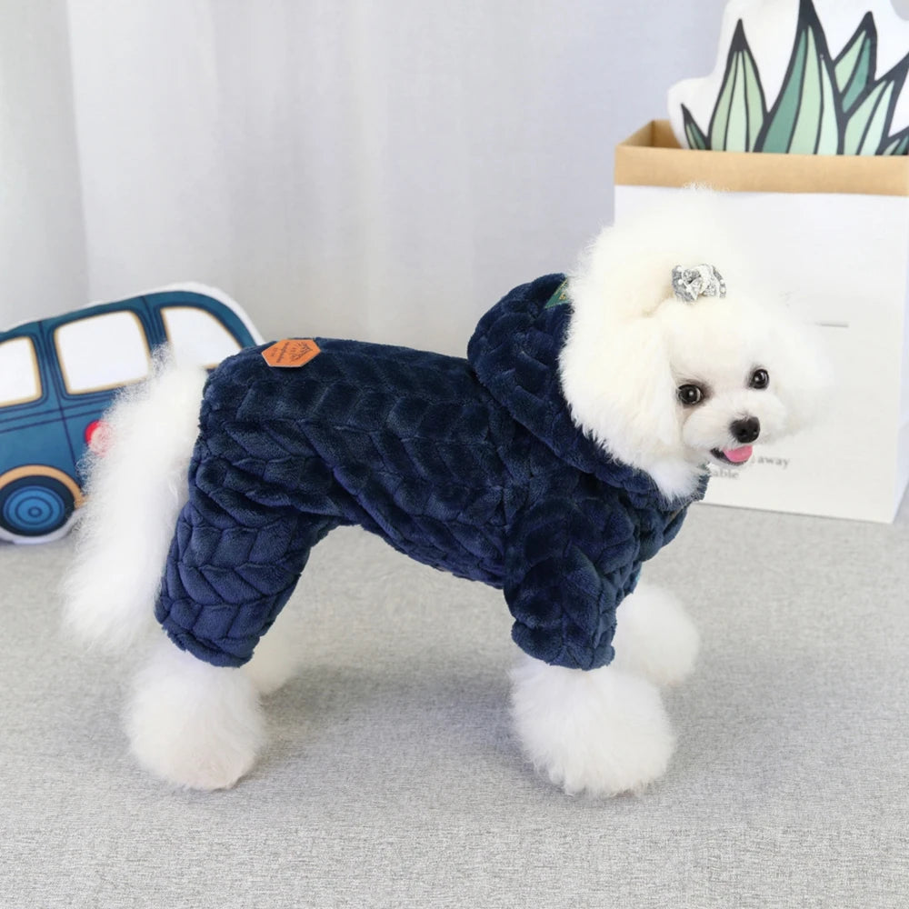 Winter Pet Dog Clothes Thicker Polyester Cotton Coat Jumpsuit Four-legged Down Jacket For French Bulldog Puppy Chihuahua