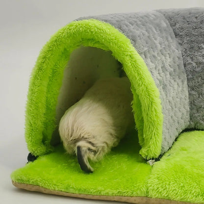 Small Animals Tunnel Guinea Pig Hideout Breathable Playground Removable Mat Pets Cave Guinea Pig House for Hamster Cat Kitten