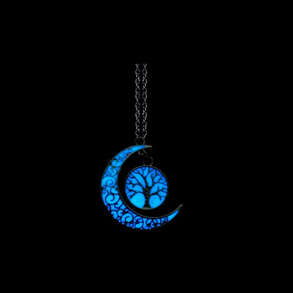 Luminous Glowing Lotus Cat Snake Ox Elephant Pendant Necklace Glow In The Dark Tree Necklace for Men Women  Halloween Gift