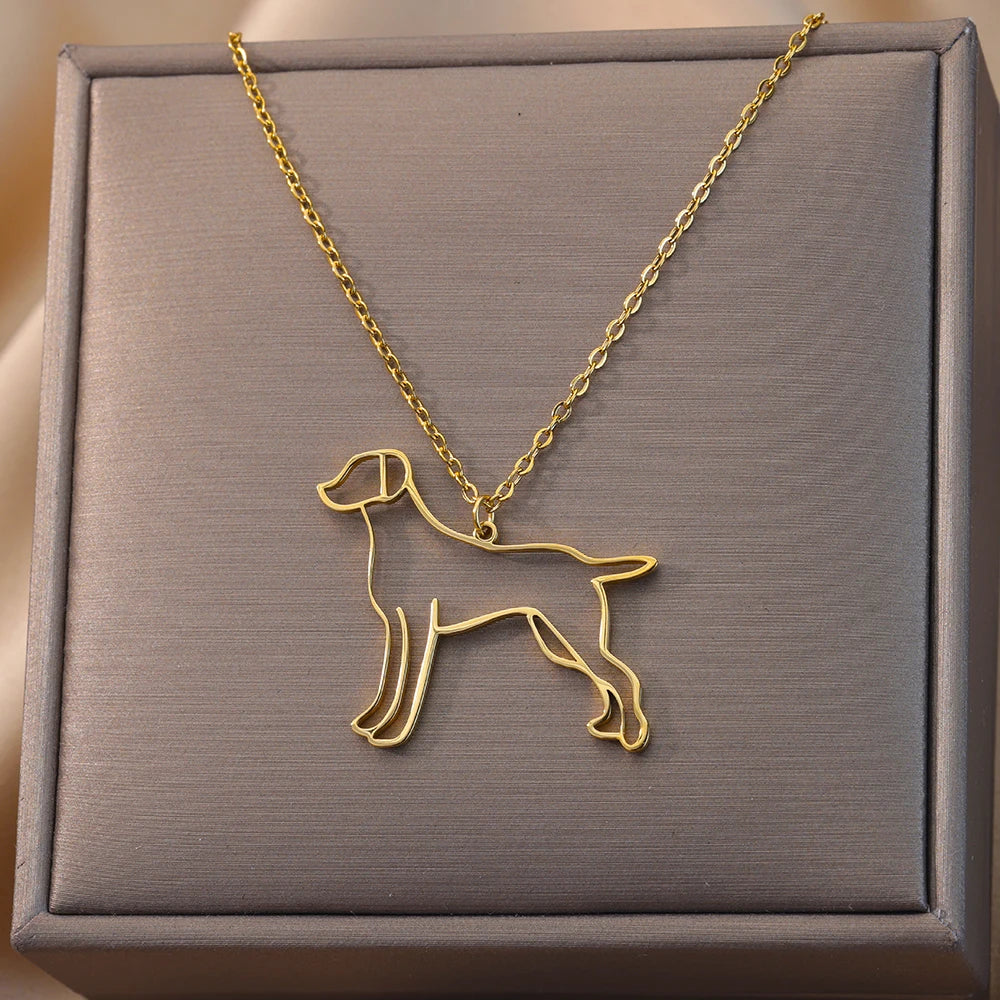 Stainless Steel Dog Necklaces For Women Men Gold Color Pet Animal Pendant Necklace Jewelry Male Female Fashion Neck Chain Gift