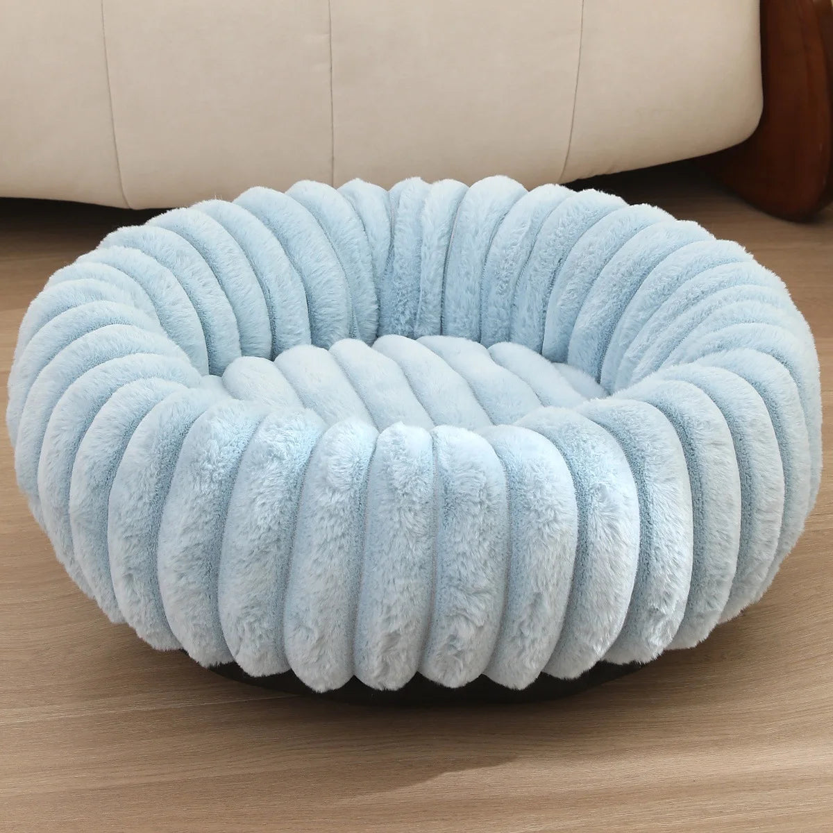 Round Plush Dog Bed for Medium Pets, Winter Soft Nest