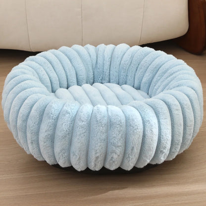 Round Plush Dog Bed for Medium Pets, Winter Soft Nest