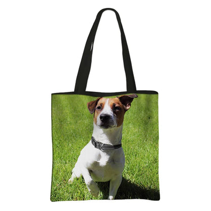 Jack Russell Terrier Women Tote Bag Labrador Print Pets Dog Student Casual Daily Use Single Handbags Portable Shoulder Bag Gift
