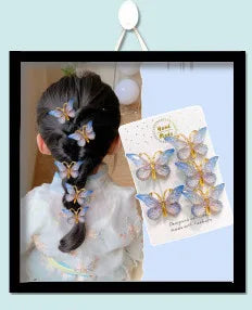 5PCS New Cute Princess Mesh Double-layer Butterfly Lovely Girls Hairpins Children Headwear Hairgrip Hair Clips Hair Accessories