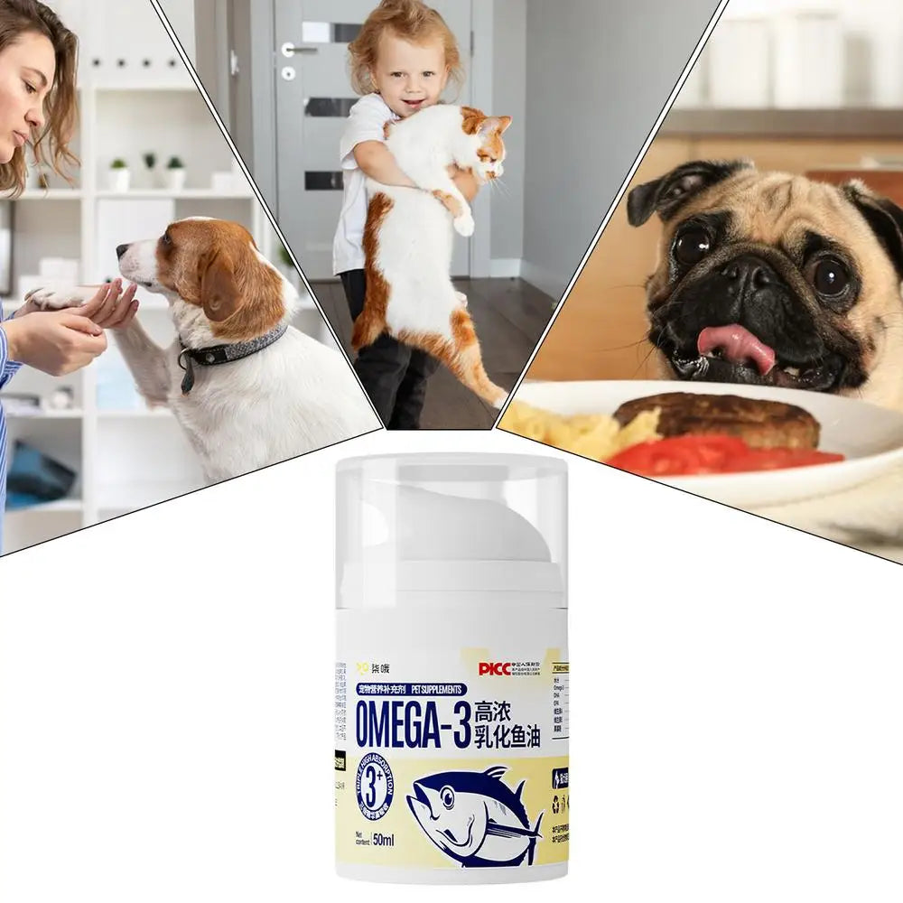 Kitten Fish Oil 50ml Highly Concentrated Fish Oil For Cats Liquid Press Type Pet Heart Skin Coat Joint Health Supplements