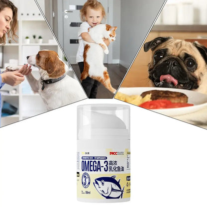 Kitten Fish Oil 50ml Highly Concentrated Fish Oil For Cats Liquid Press Type Pet Heart Skin Coat Joint Health Supplements