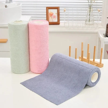 20個/ロール 再利用可能クリーニングワイプ 家庭用キッチンクロス マイクロファイバータオルロール ディッシュラグ ウォッシュペーパータオル交換用