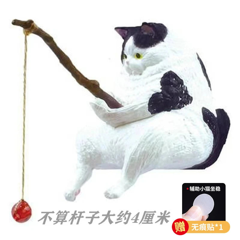 釣魚貓汽車內裝裝飾可愛樹脂帶管眼鏡汽車後視鏡掛件出風口車載飾品