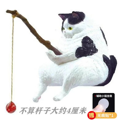 釣魚貓汽車內裝裝飾可愛樹脂帶管眼鏡汽車後視鏡掛件出風口車載飾品