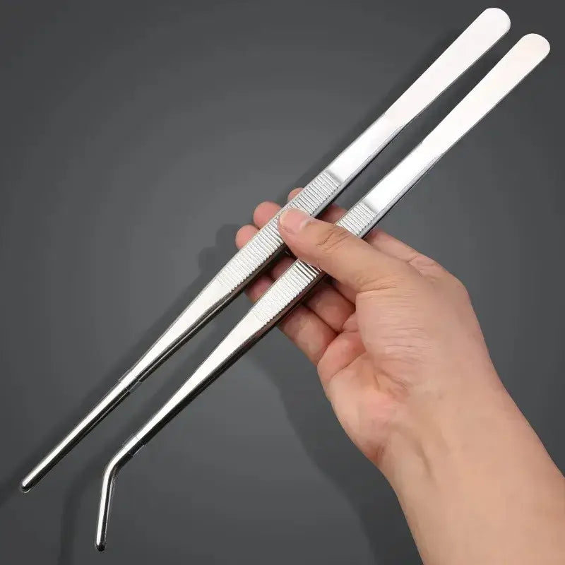 Stainless Multifuctional Steel Elbow Tweezers Aquarium Clip Long Tongs Medical Tweezers Forceps Pet Feeding Tools Non-slip