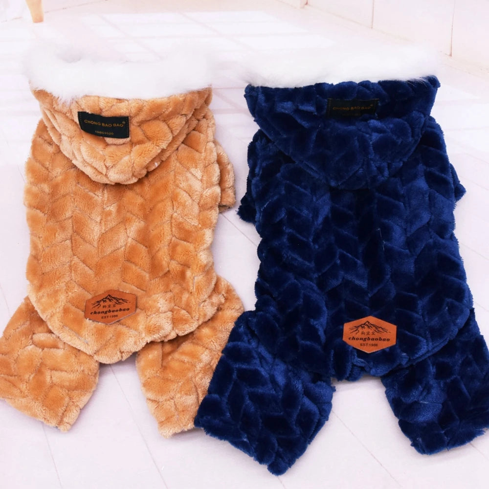 Winter Pet Dog Clothes Thicker Polyester Cotton Coat Jumpsuit Four-legged Down Jacket For French Bulldog Puppy Chihuahua