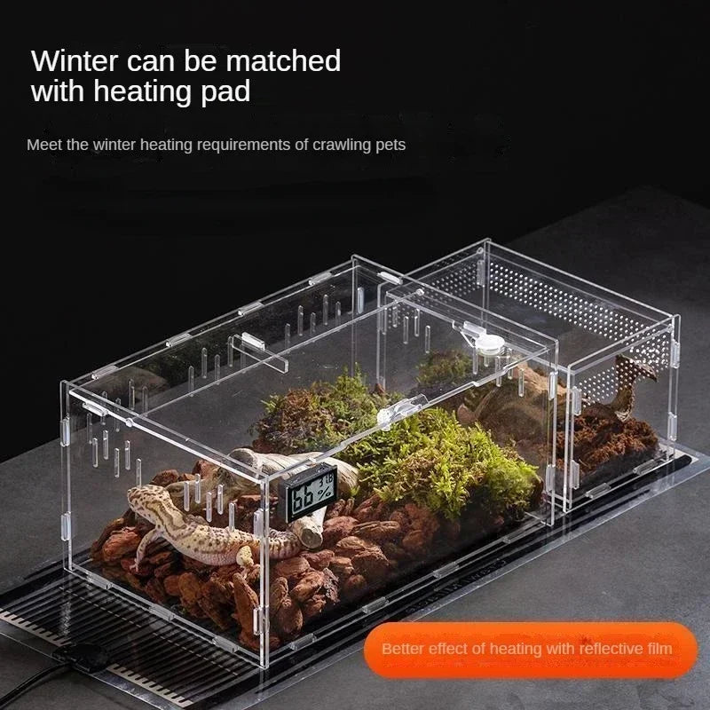 Reptile Acrylic Transparent Terrarium Habitat Breeding Box Reptiles Cage Nano Arboreal Tarantula Enclosure Bearded Dragon