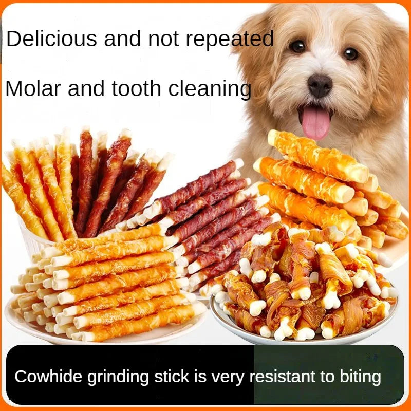 [2024]3Bags Multiple flavors of dog snacks bite resistant clean teeth chicken duck meat Dogs training reward Pet Dry Food