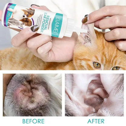 Dog Ear Powder 30G Ear Wash Powder Safe Dog Cleaner for Healthy Ears Odor Removal Pet Accessories Ear Cleaner for Rabbits Cats