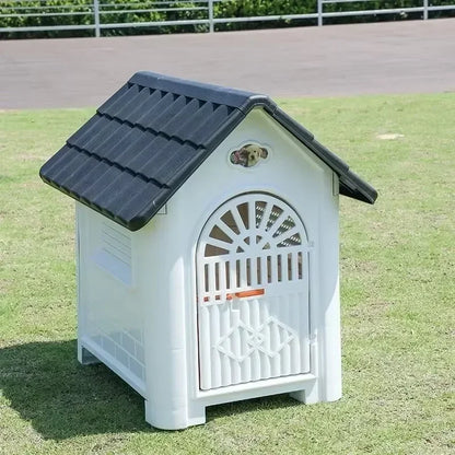 Outdoor Plastic Dog Kennel – Rainproof, Ventilated, Detachable