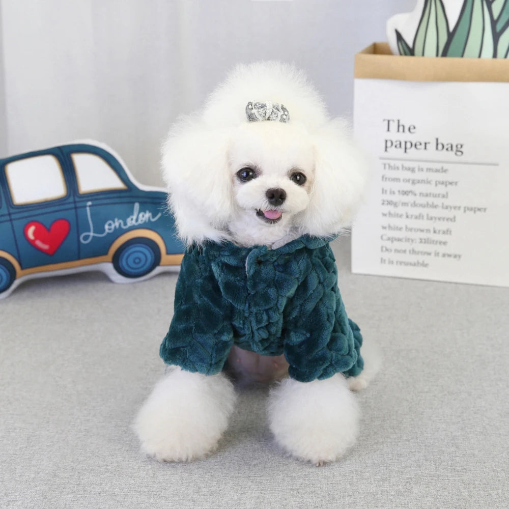 Winter Pet Dog Clothes Thicker Polyester Cotton Coat Jumpsuit Four-legged Down Jacket For French Bulldog Puppy Chihuahua