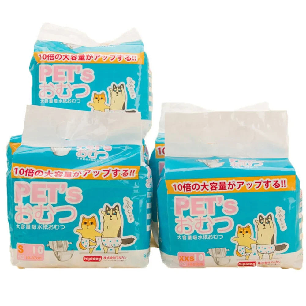 Female Dog Diaper for Teddy, Leakproof Nappies, Super Absorption, Sanitary Pants, Pet Menstrual, Physiological Pants, 10Pcs