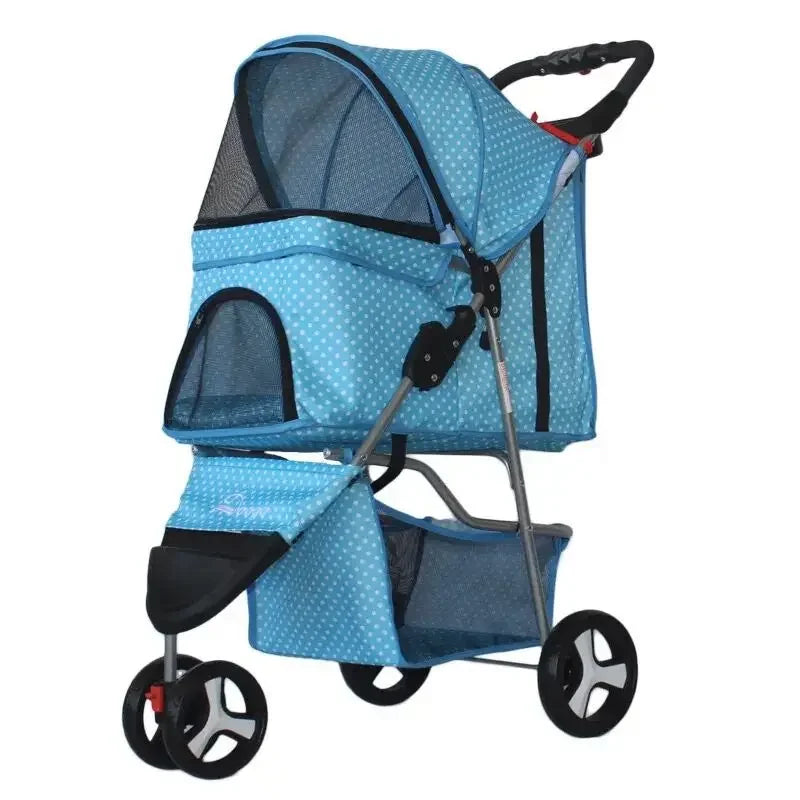 Lightweight Folding Pet Trolley Cat, Dog and Cart Three-wheeled Pet Cart Go Out Cart Supplies Dog Stroller