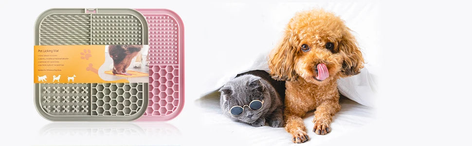 Poursweet 犬用舐めマット 吸​​盤付き スローフィーダー ペットの不安解消 猫の食事、ヨーグルト、ピーナッツバターのトレーニングに