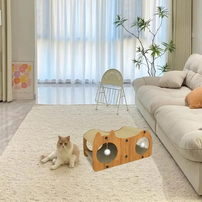 Cat Scratcher Tunnel Cat Play House Scratch Bed Integrated Cat Scratching Post For Indoor Cats For Furniture Protection Fun