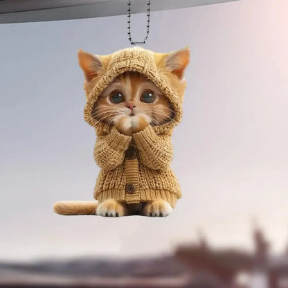 1pc Cat Pendant Christmas Tree Ornament With Lanyard Easy To Hang Car Acrylic Hanging Pendant Xmas Tree Decoration 아크릴 고양이 장신구