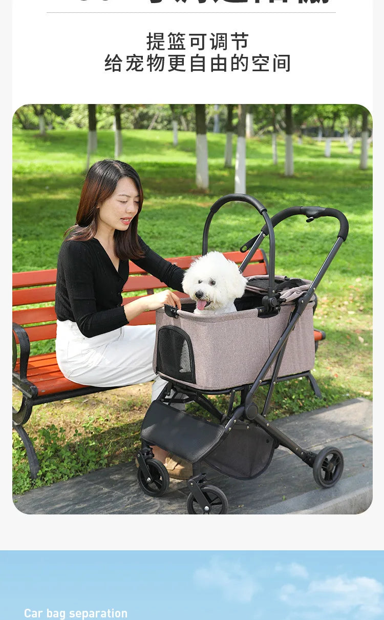 Lightweight Folding Pet Stroller for Cats & Small Dogs