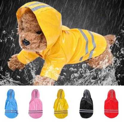 Waterproof Dog Raincoat with Hood & Reflective Strip Jacket