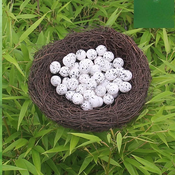 Bird Cage Round Rattan Bird Nest Easter Handmade DIY Craft Vine Simulation Bird Nest Egg Decor Props Home Garden Window Display