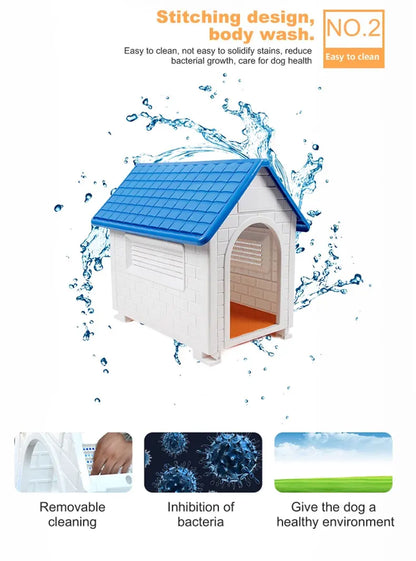 Luxury Plastic Outdoor Dog House for Small to Medium Pets