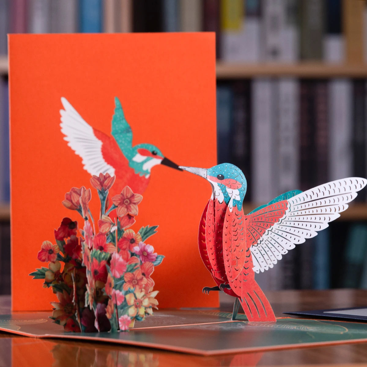 3D Pop Up Hummingbird Birthday Card with Envelope Animal Greeting Cards Handmade Gift Mothers Day Anniversary