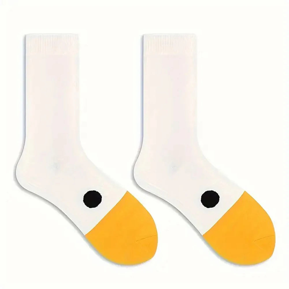 1 Pair petshomesupplies Cartoon Women Socks Fashionable And Versatile Cute Design Funny Goose Breathable Soft Comfortable Women Casual Socks﻿