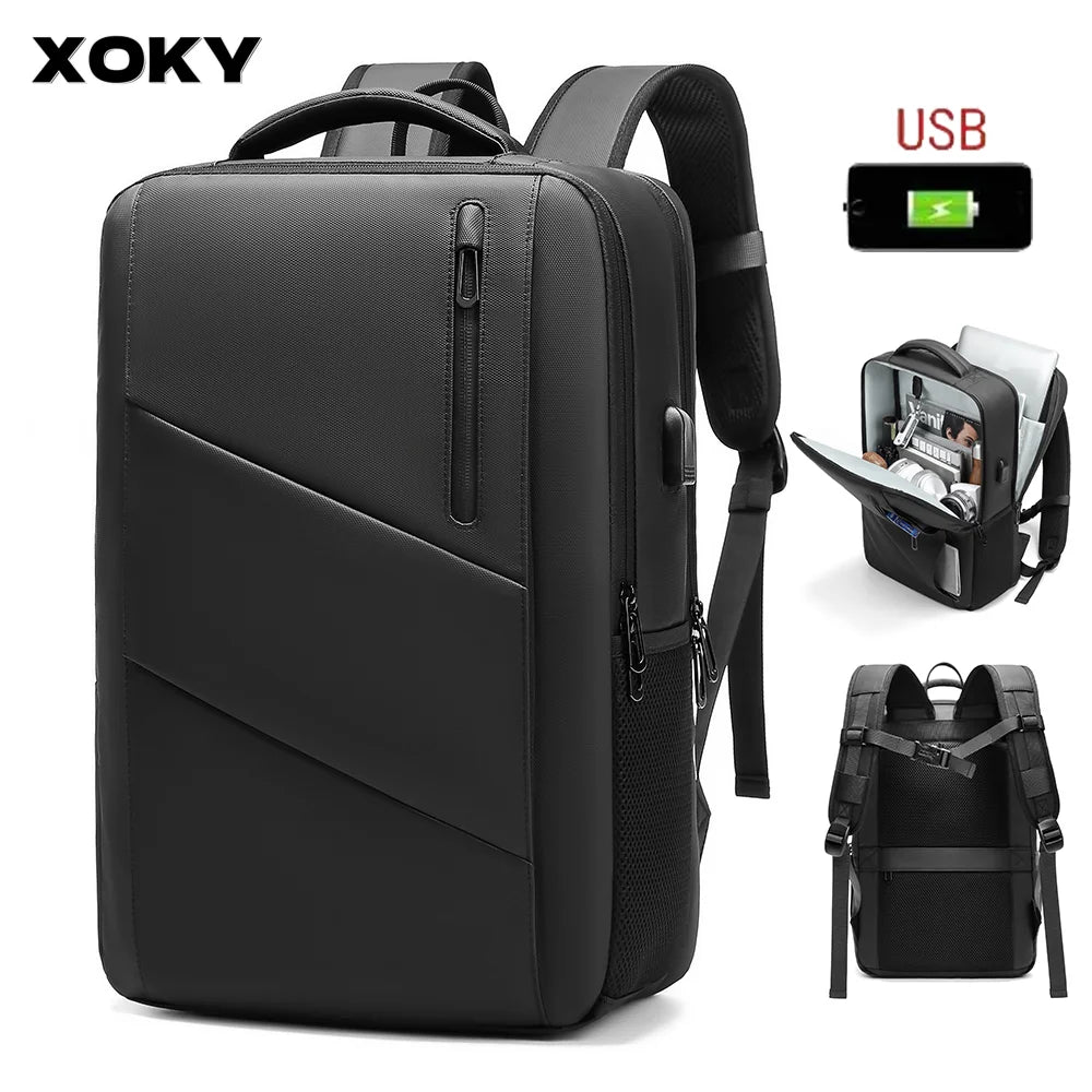 XOKY 18inch Mens Business Laptop Backpack  Quality Large Capacity Backpack Waterproof USB Travel backpacks men camping Mochaila