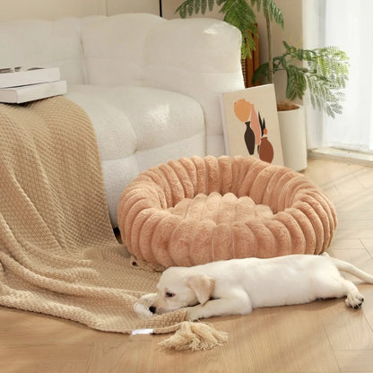 Round Plush Dog Bed for Medium Pets, Winter Soft Nest