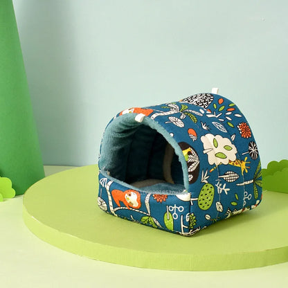 かわいい漫画のウサギのリスのミニケージモルモットの巣小動物のマウスラットペットの睡眠ベッドハムスターハウス冬暖かいソフトマット