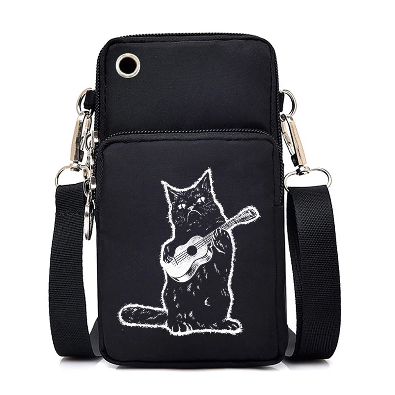 2024 Zipper Small Crossbody Bags Cartoon Anime Cat Women's Shoulder Purses and Handbags Girls Fashion Animal Mobile Phone Bag