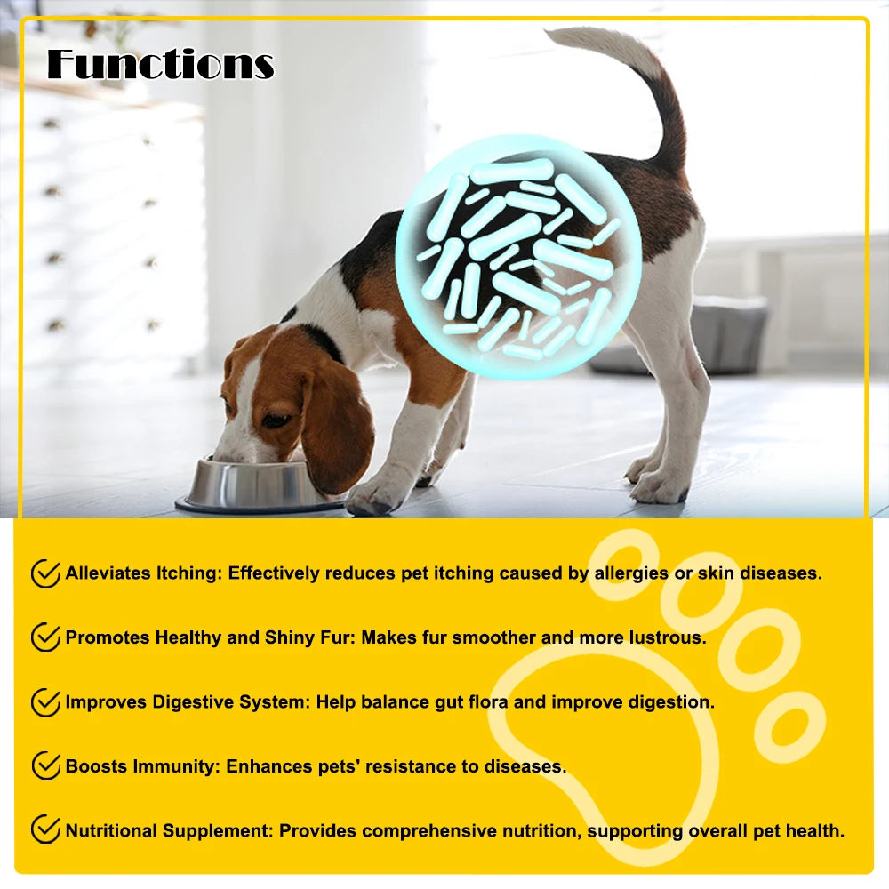 Pet Probiotic Soft Chews for Dogs Promote Healthy Skin & Coat, Alleviate Shedding & Relieve Itching Nutritional Supplement