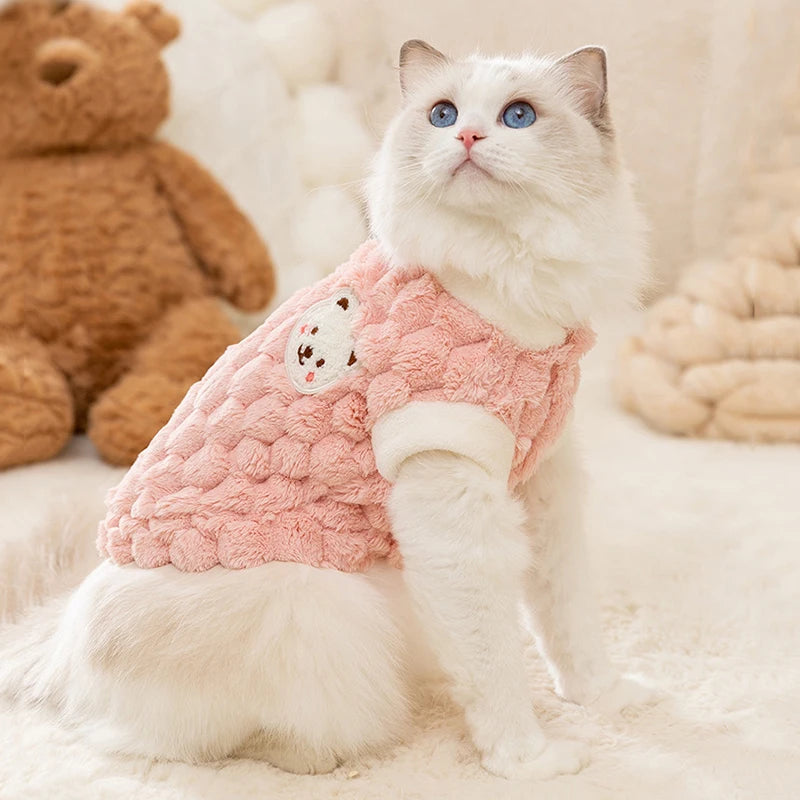 Winter Warm Hairless Cat Clothes for Cats Gotas Cute Pet Cardigan Sweater with Buckle Sphynx Kedi Vest mascotas Costume Clothing