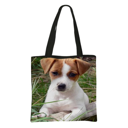 Jack Russell Terrier Women Tote Bag Labrador Print Pets Dog Student Casual Daily Use Single Handbags Portable Shoulder Bag Gift